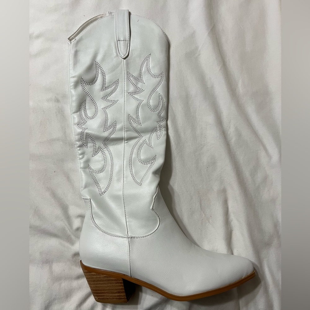 Tall White Cowboy Boot
